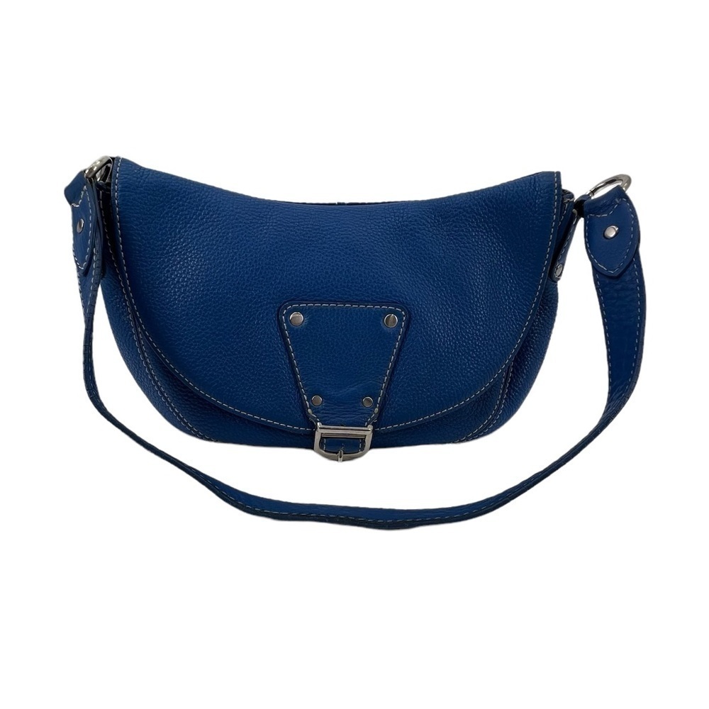 Talbots Royal Blue Leather Pebble Magnetic Snap Shoulder Bag Purse Women’s